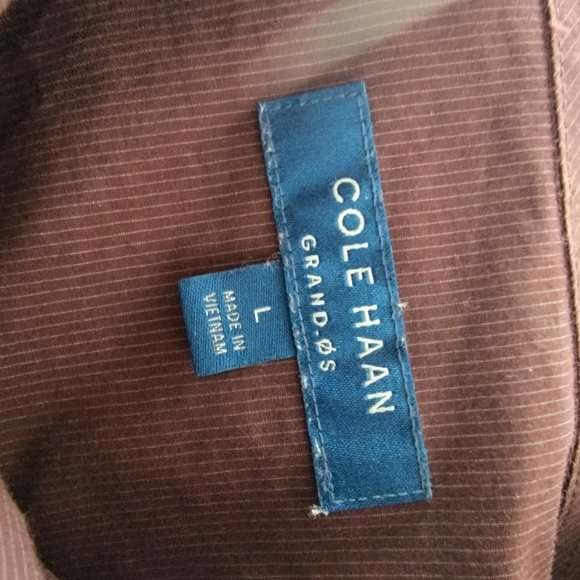 Cole Haan Grand OS Button Front Shirt Mens Large Long Sleeve Red Striped Cotton - Picture 6 of 6